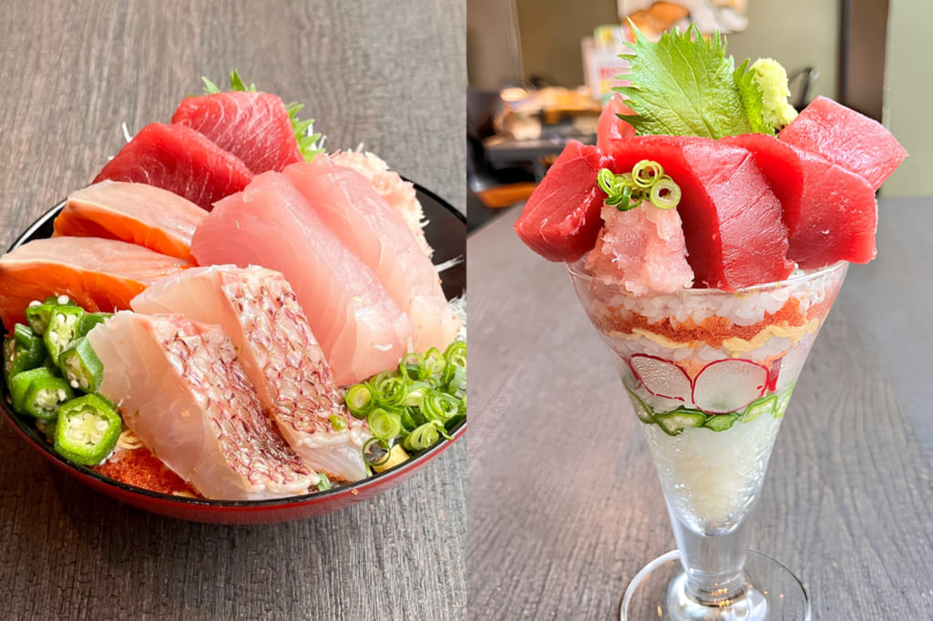 松島おさしみ水族館の海鮮丼・寿司パフェ
