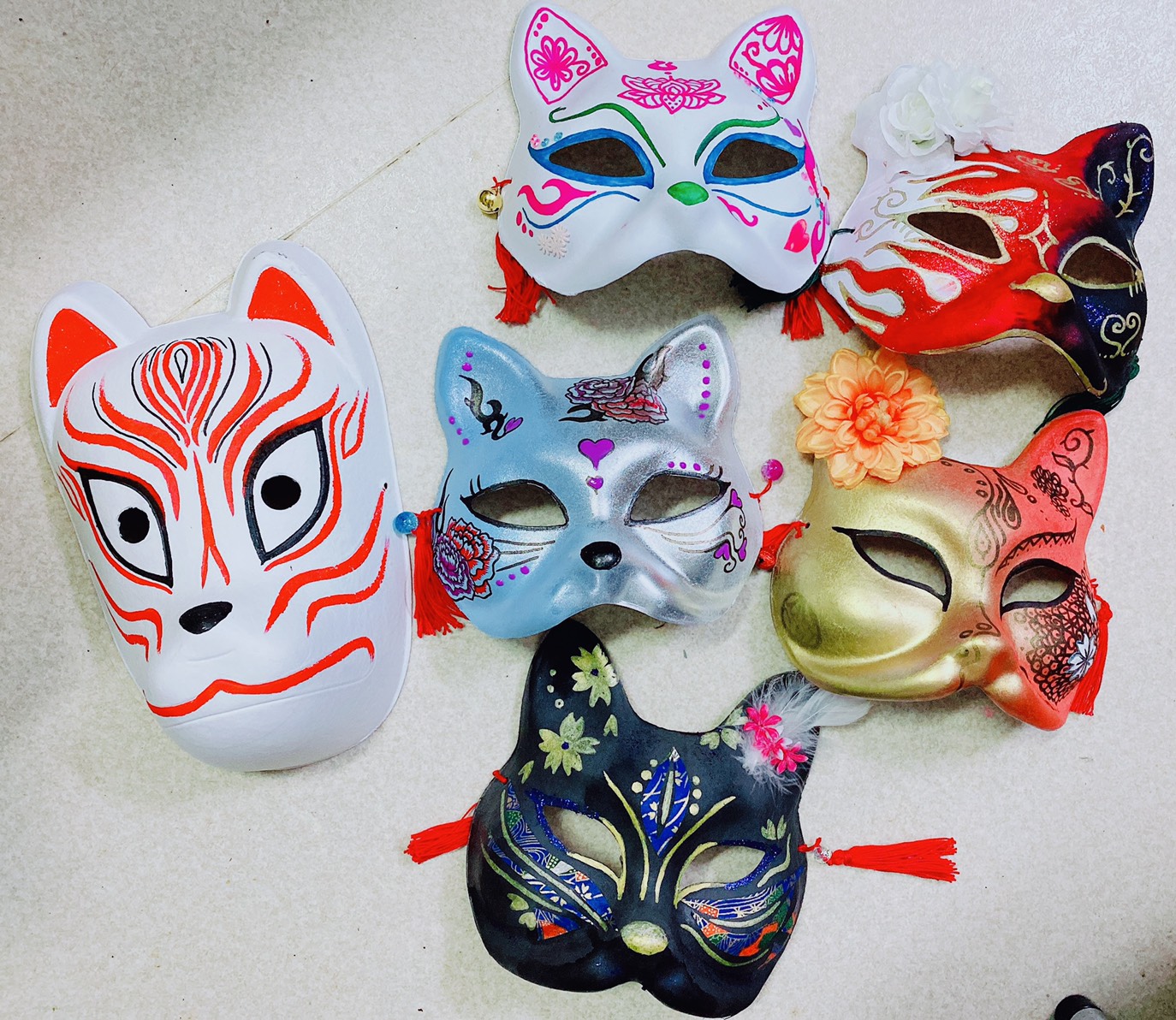 狐と猫のお面絵付け体験｜宮城県松島離宮